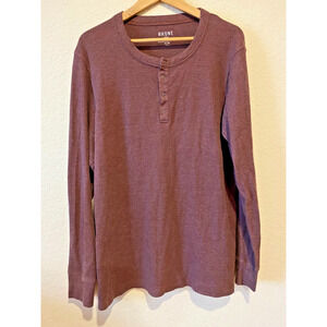 Rhone Thermal Waffle Knit Top Size XL Henley Maroon Snap Button Pullover Preppy